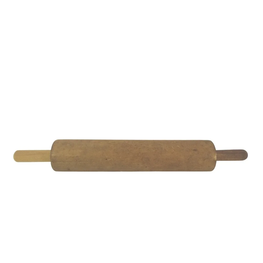 Vintage Wooden Rolling Pin Rustic Farmhouse Kitchen Tool Integrated‎ Handles
